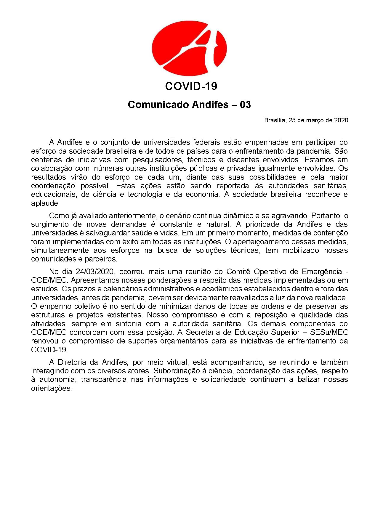 Comunicado ANDIFES 03